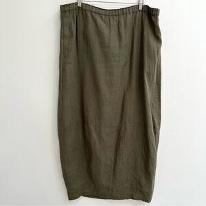 Shirin Guild Skirt Womens Midi Maxi Linen Cargo Lagenlook Minimalist Olive Green